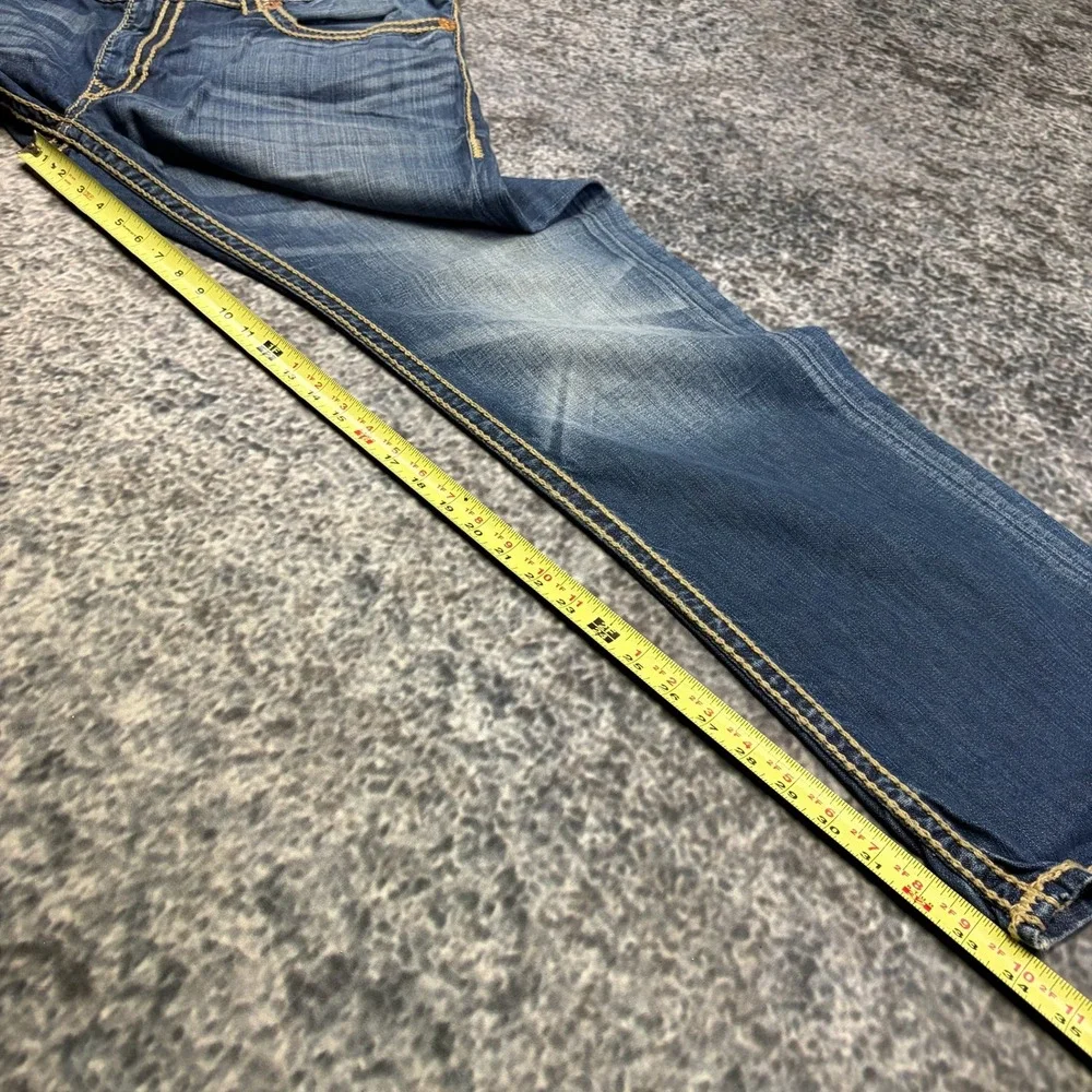 NWT True Religion Section Straight Jeans 44x34 Blue Contrast Stitch Flap Pockets